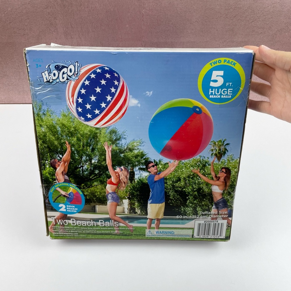 New H2OGo! Two Huge Giant Beach Balls Two Pack 5 Feet Size With Box